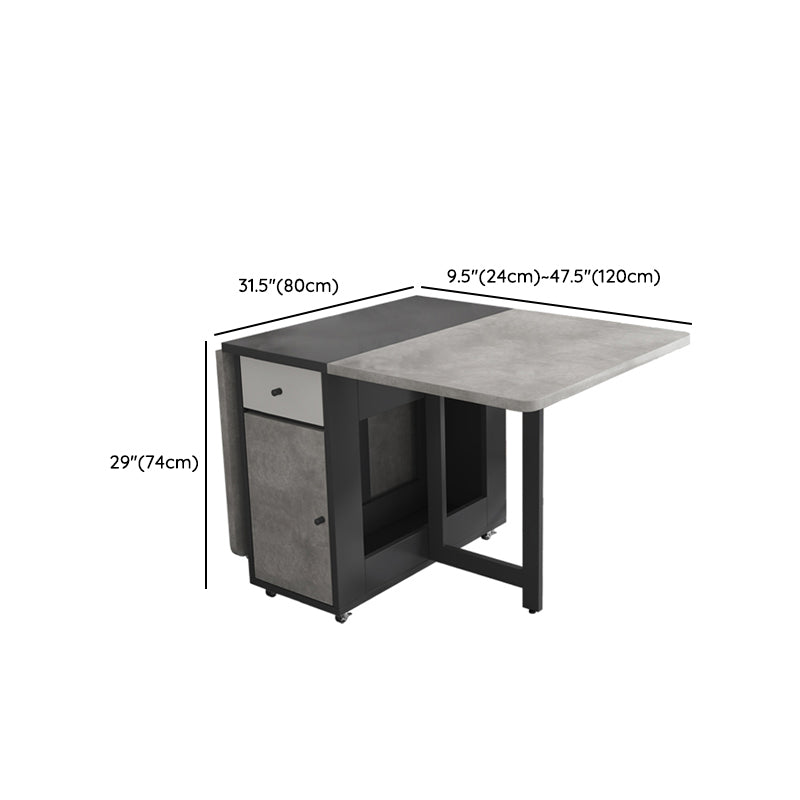 Mesa de comedor moderna plegable con tapa de madera, extensible para espacios pequeños en gris