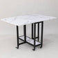 Modern Foldable Dining Table Rectangle Glass Tabletop with Metal Trestle Base