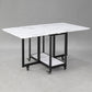 Modern Foldable Dining Table Rectangle Glass Tabletop with Metal Trestle Base
