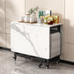 Modern Foldable Dining Table Rectangle Glass Tabletop with Metal Trestle Base