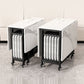 Modern Foldable Dining Table Rectangle Glass Tabletop with Metal Trestle Base