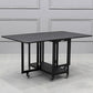 Modern Foldable Dining Table Rectangle Glass Tabletop with Metal Trestle Base