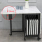 Modern Foldable Dining Table Rectangle Glass Tabletop with Metal Trestle Base