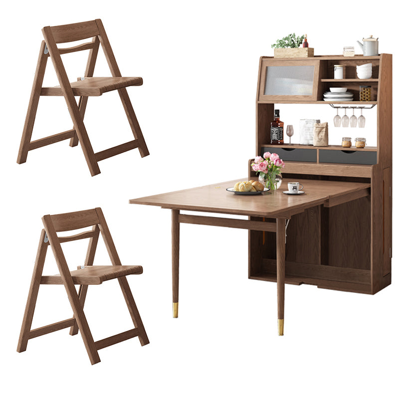 1/3/5 Pieces Modern Wooden Multi Purpose Dining Set for Home Table & Chair(s) Nut-Brown 3 Piece Set Clearhalo 'Dining Room Sets' 'Dining Tables & Seating' 'dining_room_set' 'furn' 'furn_dining_room_set' 'Furniture' 'Kitchen & Dining Furniture' 7685639