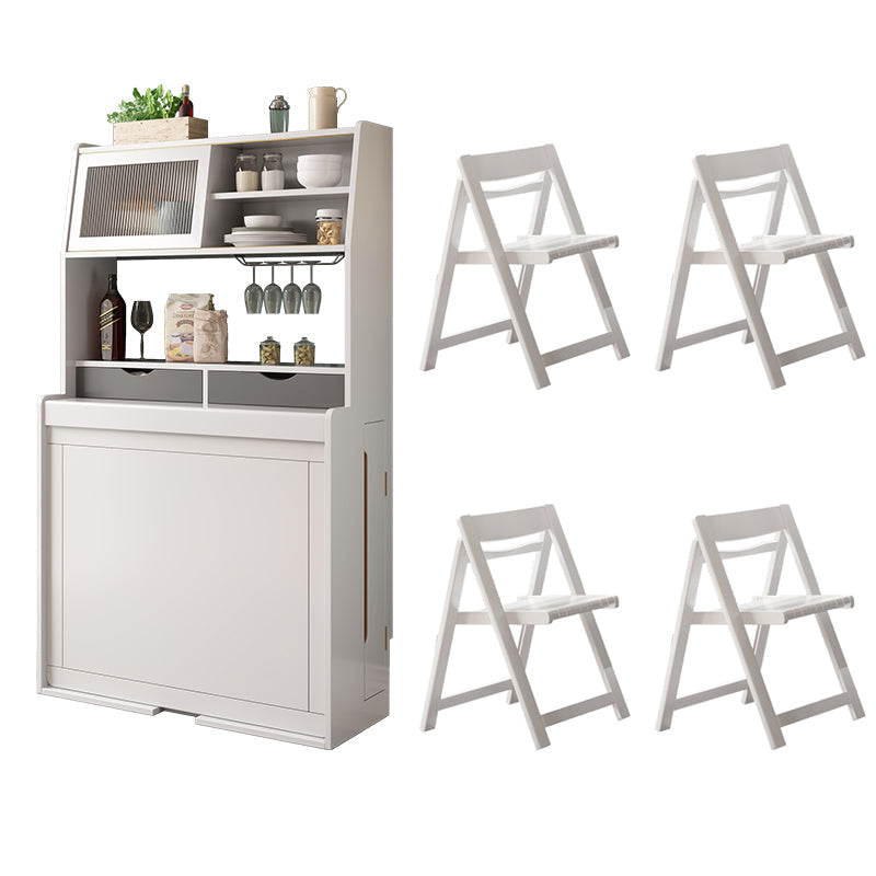 1/3/5 Pieces Modern Wooden Multi Purpose Dining Set for Home Table & Chair(s) White 5 Piece Set Clearhalo 'Dining Room Sets' 'Dining Tables & Seating' 'dining_room_set' 'furn' 'furn_dining_room_set' 'Furniture' 'Kitchen & Dining Furniture' 7685642