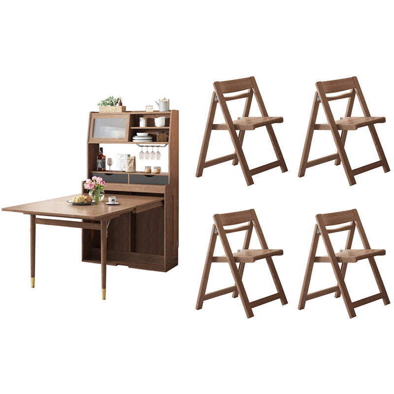 1/3/5 Pieces Modern Wooden Multi Purpose Dining Set for Home Table & Chair(s) Nut-Brown 5 Piece Set Clearhalo 'Dining Room Sets' 'Dining Tables & Seating' 'dining_room_set' 'furn' 'furn_dining_room_set' 'Furniture' 'Kitchen & Dining Furniture' 7685645