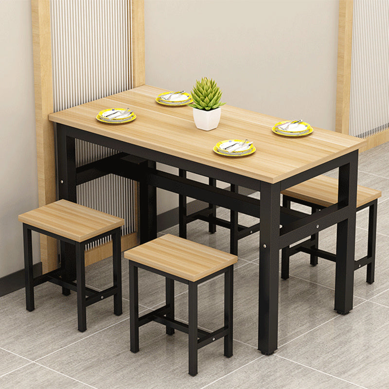 Industrial Restaurant Rectangle Legs Dining Table and Dining Chairs Clearhalo 'Dining Room Sets' 'Dining Tables & Seating' 'dining_room_set' 'furn' 'furn_dining_room_set' 'Furniture' 'Kitchen & Dining Furniture' 7685663