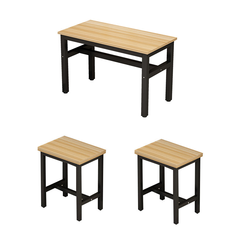 Industrial Restaurant Rectangle Legs Dining Table and Dining Chairs Table with Stool 3 Piece Set Clearhalo 'Dining Room Sets' 'Dining Tables & Seating' 'dining_room_set' 'furn' 'furn_dining_room_set' 'Furniture' 'Kitchen & Dining Furniture' 7685664