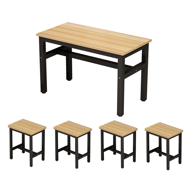 Industrial Restaurant Rectangle Legs Dining Table and Dining Chairs Table with Stool 5 Piece Set Clearhalo 'Dining Room Sets' 'Dining Tables & Seating' 'dining_room_set' 'furn' 'furn_dining_room_set' 'Furniture' 'Kitchen & Dining Furniture' 7685666