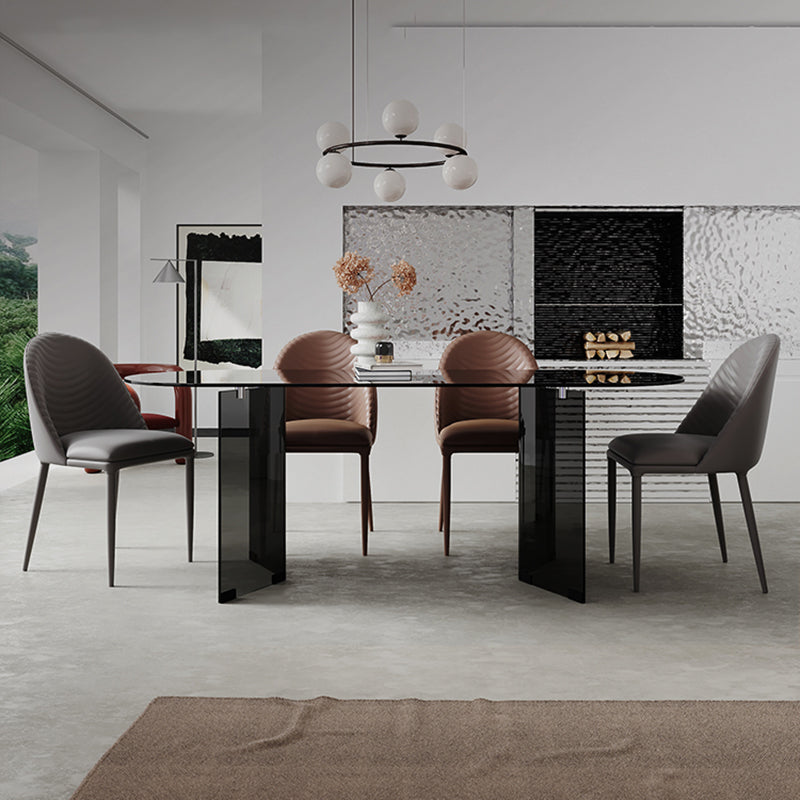 1/2/5/7 Stücke moderne ovale, temperierte Glasobertoper -Ess -Set für Zuhause