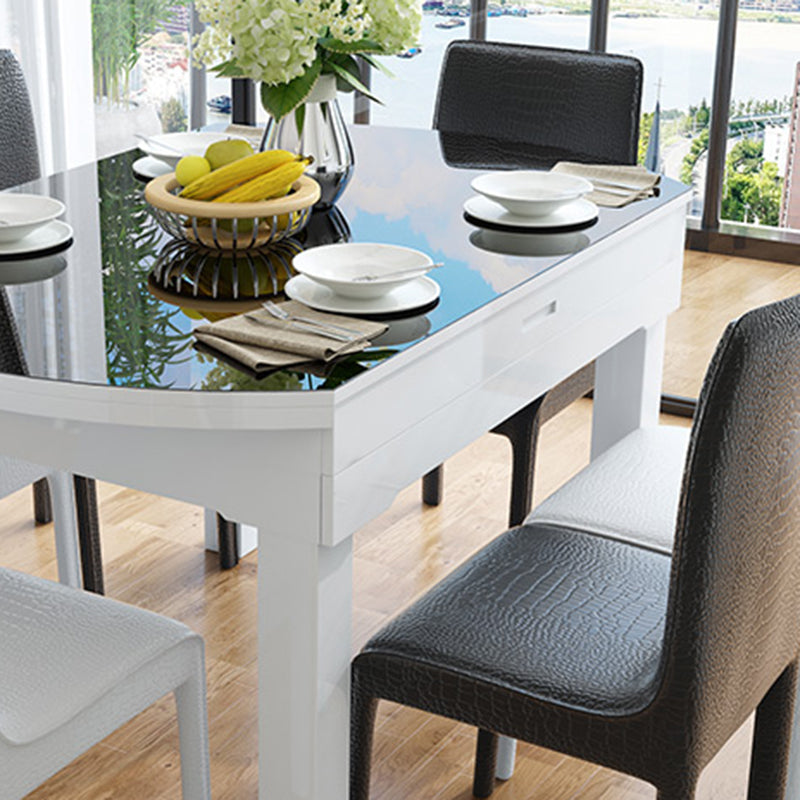 キッチンのための現代的な強化ガラストップダイニングルームセット折りたたみ