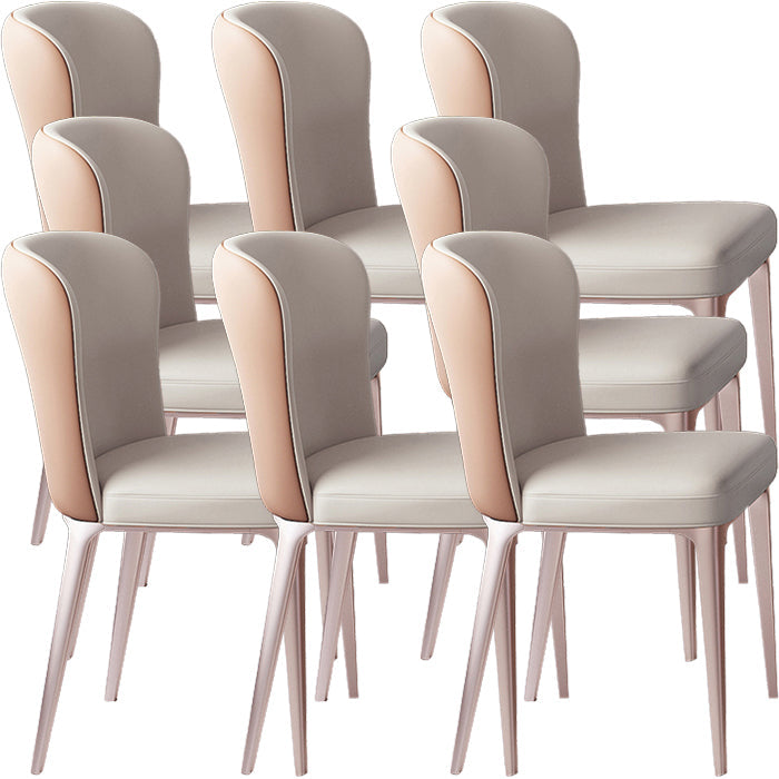 Glam Style Upholstered Parsons Metal Legs Home Dining Side Chair Gray Coffee 8 Piece Set Clearhalo 'Dining Chairs' 'Dining Tables & Seating' 'dining_chair' 'furn' 'furn_dining_chair' 'Furniture' 'Kitchen & Dining Furniture' 7685922