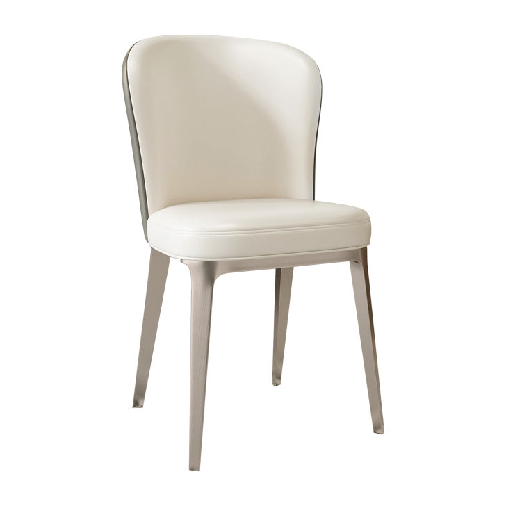 Glam Style Upholstered Parsons Metal Legs Home Dining Side Chair Off-White 1 Piece Clearhalo 'Dining Chairs' 'Dining Tables & Seating' 'dining_chair' 'furn' 'furn_dining_chair' 'Furniture' 'Kitchen & Dining Furniture' 7685924