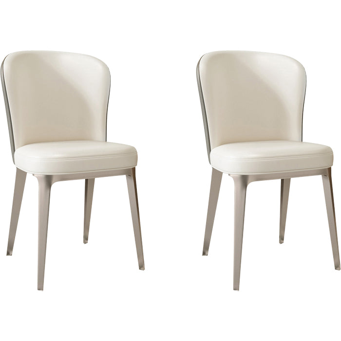 Glam Style Upholstered Parsons Metal Legs Home Dining Side Chair Off-White 2 Piece Set Clearhalo 'Dining Chairs' 'Dining Tables & Seating' 'dining_chair' 'furn' 'furn_dining_chair' 'Furniture' 'Kitchen & Dining Furniture' 7685927