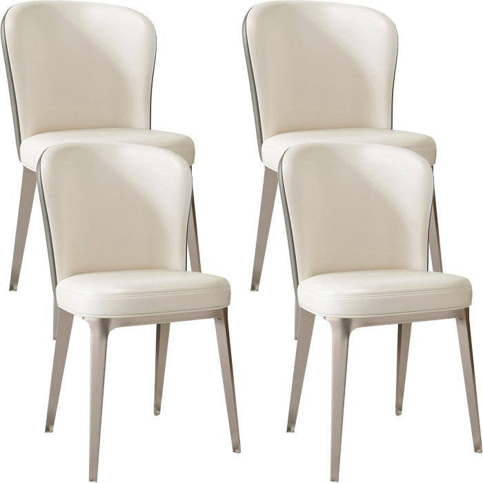 Glam Style Upholstered Parsons Metal Legs Home Dining Side Chair Off-White 4 Piece Set Clearhalo 'Dining Chairs' 'Dining Tables & Seating' 'dining_chair' 'furn' 'furn_dining_chair' 'Furniture' 'Kitchen & Dining Furniture' 7685929