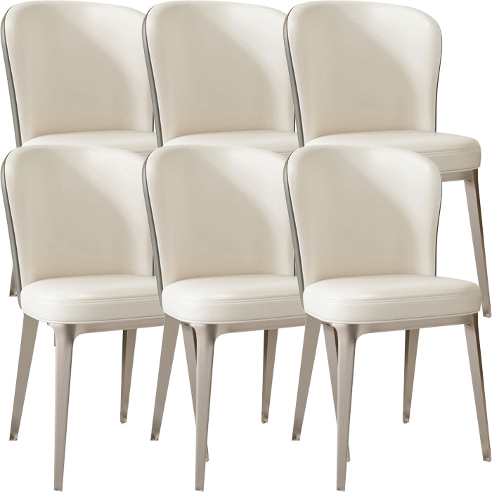 Glam Style Upholstered Parsons Metal Legs Home Dining Side Chair Off-White 6 Piece Set Clearhalo 'Dining Chairs' 'Dining Tables & Seating' 'dining_chair' 'furn' 'furn_dining_chair' 'Furniture' 'Kitchen & Dining Furniture' 7685931