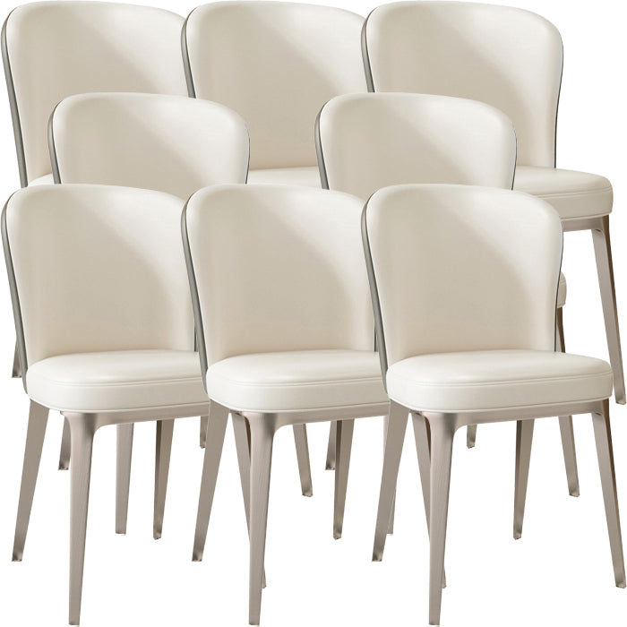 Glam Style Upholstered Parsons Metal Legs Home Dining Side Chair Off-White 8 Piece Set Clearhalo 'Dining Chairs' 'Dining Tables & Seating' 'dining_chair' 'furn' 'furn_dining_chair' 'Furniture' 'Kitchen & Dining Furniture' 7685933