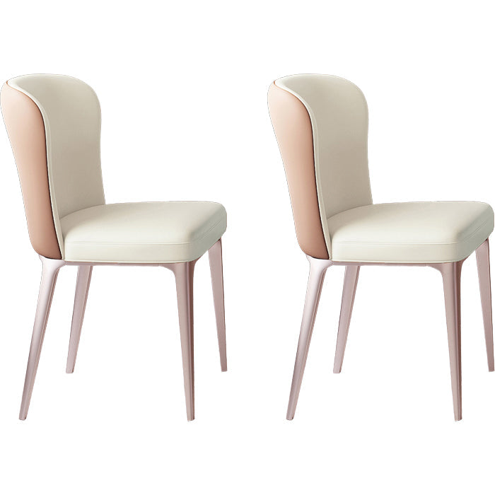 Glam Style Upholstered Parsons Metal Legs Home Dining Side Chair Beige Coffee 2 Piece Set Clearhalo 'Dining Chairs' 'Dining Tables & Seating' 'dining_chair' 'furn' 'furn_dining_chair' 'Furniture' 'Kitchen & Dining Furniture' 7685935
