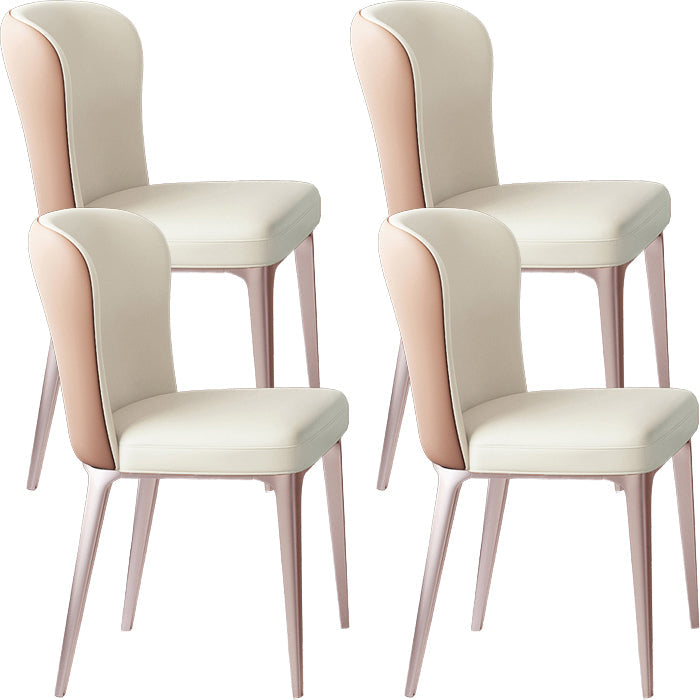 Glam Style Upholstered Parsons Metal Legs Home Dining Side Chair Beige Coffee 4 Piece Set Clearhalo 'Dining Chairs' 'Dining Tables & Seating' 'dining_chair' 'furn' 'furn_dining_chair' 'Furniture' 'Kitchen & Dining Furniture' 7685936