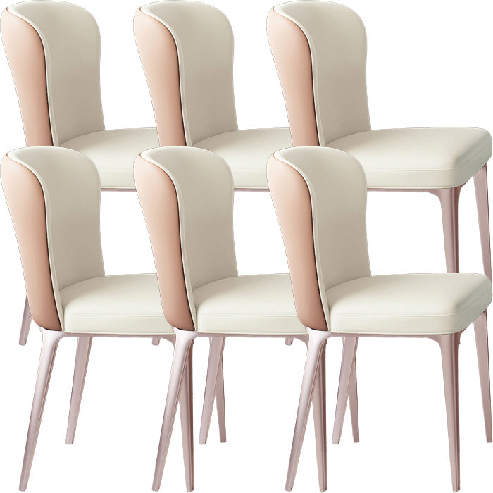 Glam Style Upholstered Parsons Metal Legs Home Dining Side Chair Beige Coffee 6 Piece Set Clearhalo 'Dining Chairs' 'Dining Tables & Seating' 'dining_chair' 'furn' 'furn_dining_chair' 'Furniture' 'Kitchen & Dining Furniture' 7685937