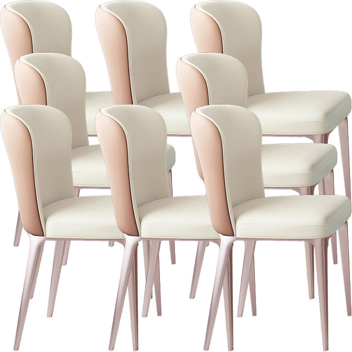 Glam Style Upholstered Parsons Metal Legs Home Dining Side Chair Beige Coffee 8 Piece Set Clearhalo 'Dining Chairs' 'Dining Tables & Seating' 'dining_chair' 'furn' 'furn_dining_chair' 'Furniture' 'Kitchen & Dining Furniture' 7685938