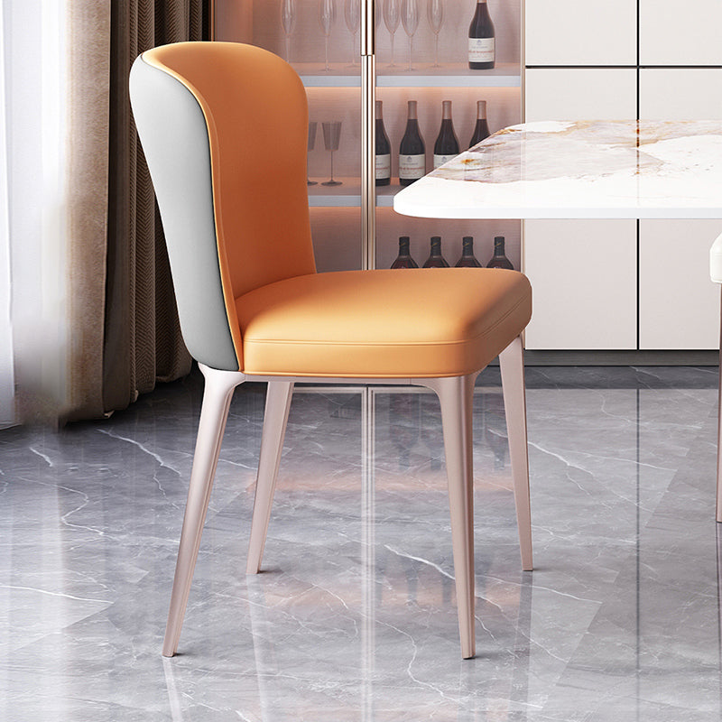 Glam Style Upholstered Parsons Metal Legs Home Dining Side Chair Grey Orange 1 Piece Clearhalo 'Dining Chairs' 'Dining Tables & Seating' 'dining_chair' 'furn' 'furn_dining_chair' 'Furniture' 'Kitchen & Dining Furniture' 7685939