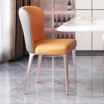 Glam Style Upholstered Parsons Metal Legs Home Dining Side Chair Grey Orange 1 Piece Clearhalo 'Dining Chairs' 'Dining Tables & Seating' 'dining_chair' 'furn' 'furn_dining_chair' 'Furniture' 'Kitchen & Dining Furniture' 7685939