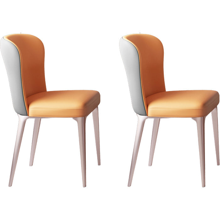 Glam Style Upholstered Parsons Metal Legs Home Dining Side Chair Grey Orange 2 Piece Set Clearhalo 'Dining Chairs' 'Dining Tables & Seating' 'dining_chair' 'furn' 'furn_dining_chair' 'Furniture' 'Kitchen & Dining Furniture' 7685940