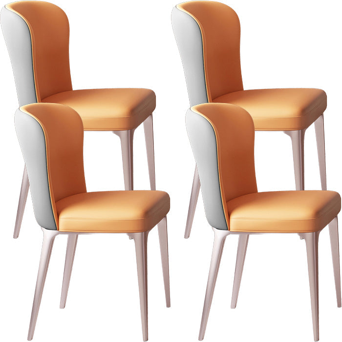 Glam Style Upholstered Parsons Metal Legs Home Dining Side Chair Grey Orange 4 Piece Set Clearhalo 'Dining Chairs' 'Dining Tables & Seating' 'dining_chair' 'furn' 'furn_dining_chair' 'Furniture' 'Kitchen & Dining Furniture' 7685941