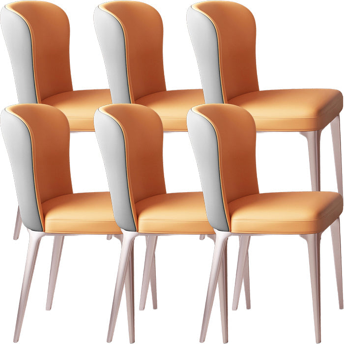 Glam Style Upholstered Parsons Metal Legs Home Dining Side Chair Grey Orange 6 Piece Set Clearhalo 'Dining Chairs' 'Dining Tables & Seating' 'dining_chair' 'furn' 'furn_dining_chair' 'Furniture' 'Kitchen & Dining Furniture' 7685942