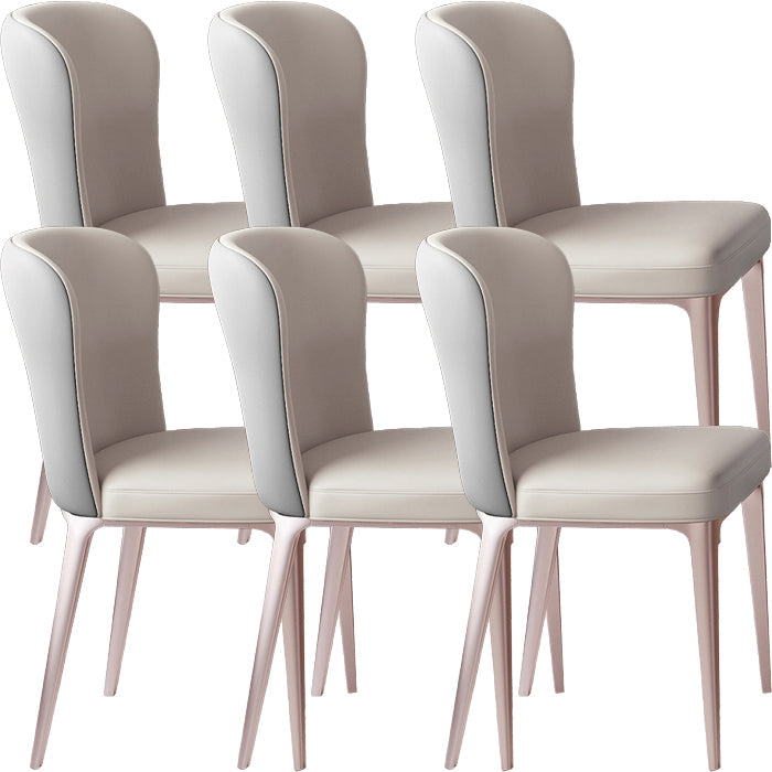 Glam Style Upholstered Parsons Metal Legs Home Dining Side Chair Dark Grey Light Grey 6 Piece Set Clearhalo 'Dining Chairs' 'Dining Tables & Seating' 'dining_chair' 'furn' 'furn_dining_chair' 'Furniture' 'Kitchen & Dining Furniture' 7685947