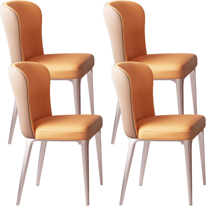 Glam Style Upholstered Parsons Metal Legs Home Dining Side Chair Orange Brown 4 Piece Set Clearhalo 'Dining Chairs' 'Dining Tables & Seating' 'dining_chair' 'furn' 'furn_dining_chair' 'Furniture' 'Kitchen & Dining Furniture' 7685951