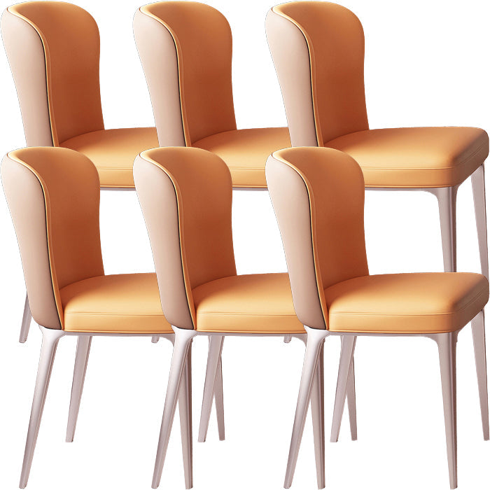 Glam Style Upholstered Parsons Metal Legs Home Dining Side Chair Orange Brown 6 Piece Set Clearhalo 'Dining Chairs' 'Dining Tables & Seating' 'dining_chair' 'furn' 'furn_dining_chair' 'Furniture' 'Kitchen & Dining Furniture' 7685952