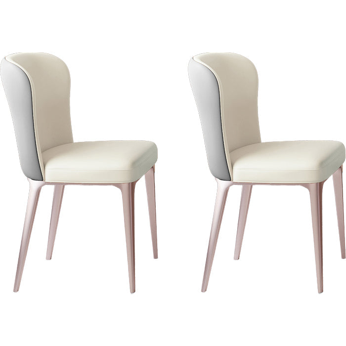 Glam Style Upholstered Parsons Metal Legs Home Dining Side Chair Beige Gray 2 Piece Set Clearhalo 'Dining Chairs' 'Dining Tables & Seating' 'dining_chair' 'furn' 'furn_dining_chair' 'Furniture' 'Kitchen & Dining Furniture' 7685955