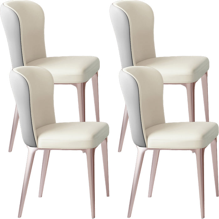 Glam Style Upholstered Parsons Metal Legs Home Dining Side Chair Beige Gray 4 Piece Set Clearhalo 'Dining Chairs' 'Dining Tables & Seating' 'dining_chair' 'furn' 'furn_dining_chair' 'Furniture' 'Kitchen & Dining Furniture' 7685956