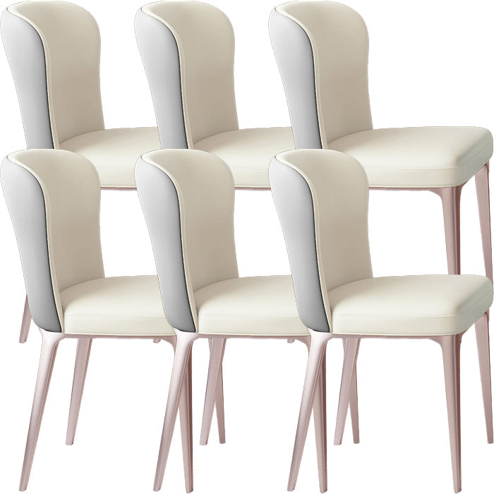 Glam Style Upholstered Parsons Metal Legs Home Dining Side Chair Beige Gray 6 Piece Set Clearhalo 'Dining Chairs' 'Dining Tables & Seating' 'dining_chair' 'furn' 'furn_dining_chair' 'Furniture' 'Kitchen & Dining Furniture' 7685957