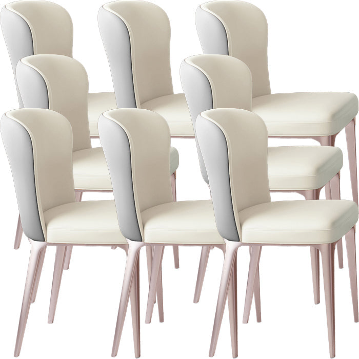 Glam Style Upholstered Parsons Metal Legs Home Dining Side Chair Beige Gray 8 Piece Set Clearhalo 'Dining Chairs' 'Dining Tables & Seating' 'dining_chair' 'furn' 'furn_dining_chair' 'Furniture' 'Kitchen & Dining Furniture' 7685958