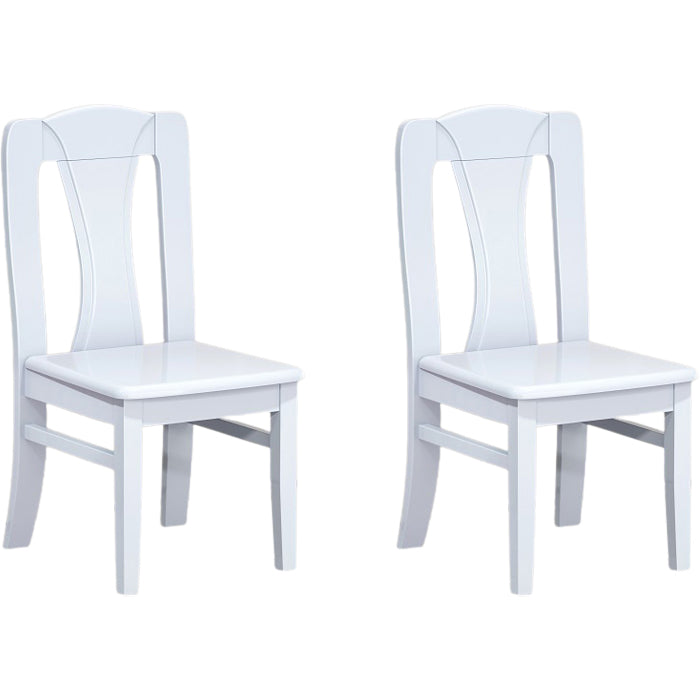 Contemporary Dining Room Rubberwood Slat Back Armless Dining Chair White 2 Piece Set Clearhalo 'Dining Chairs' 'Dining Tables & Seating' 'dining_chair' 'furn' 'furn_dining_chair' 'Furniture' 'Kitchen & Dining Furniture' 7685992