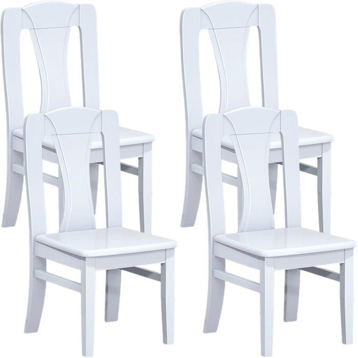 Contemporary Dining Room Rubberwood Slat Back Armless Dining Chair White 4 Piece Set Clearhalo 'Dining Chairs' 'Dining Tables & Seating' 'dining_chair' 'furn' 'furn_dining_chair' 'Furniture' 'Kitchen & Dining Furniture' 7685994