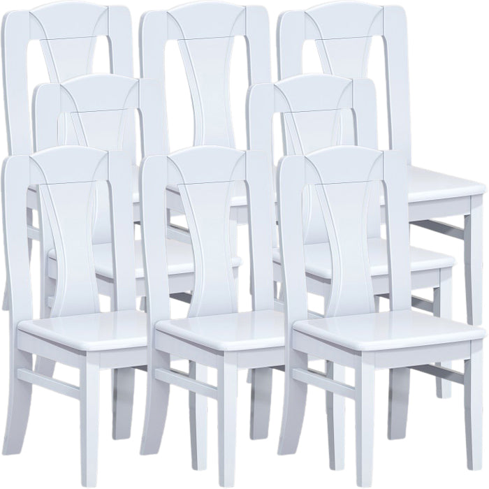 Contemporary Dining Room Rubberwood Slat Back Armless Dining Chair White 8 Piece Set Clearhalo 'Dining Chairs' 'Dining Tables & Seating' 'dining_chair' 'furn' 'furn_dining_chair' 'Furniture' 'Kitchen & Dining Furniture' 7685998