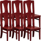 Contemporary Dining Room Rubberwood Slat Back Armless Dining Chair Red Brown 6 Piece Set Clearhalo 'Dining Chairs' 'Dining Tables & Seating' 'dining_chair' 'furn' 'furn_dining_chair' 'Furniture' 'Kitchen & Dining Furniture' 7686004