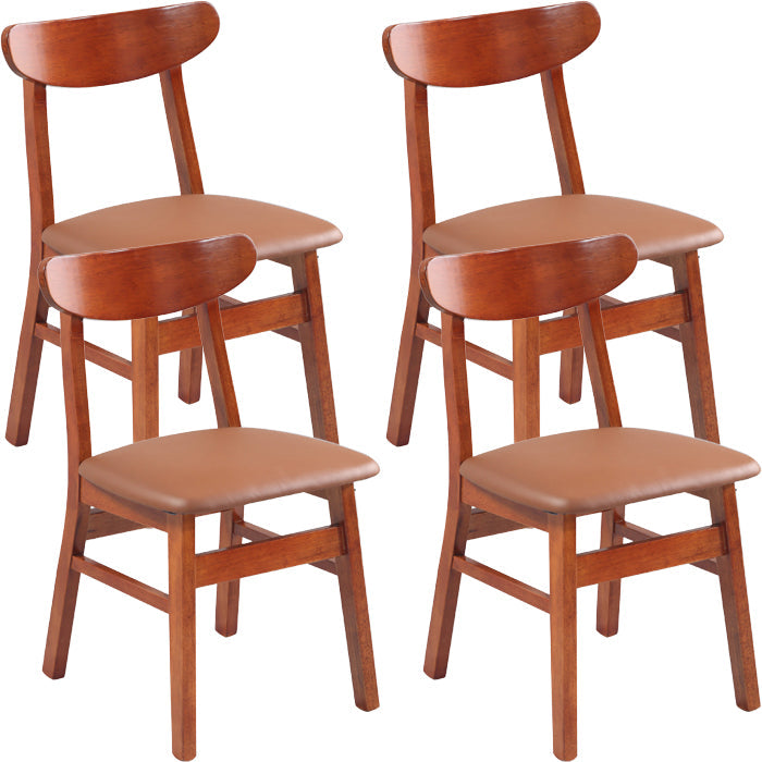 Contemporary Dining Room Rubberwood Slat Back Armless Dining Chair Burgundy 4 Piece Set Clearhalo 'Dining Chairs' 'Dining Tables & Seating' 'dining_chair' 'furn' 'furn_dining_chair' 'Furniture' 'Kitchen & Dining Furniture' 7686010