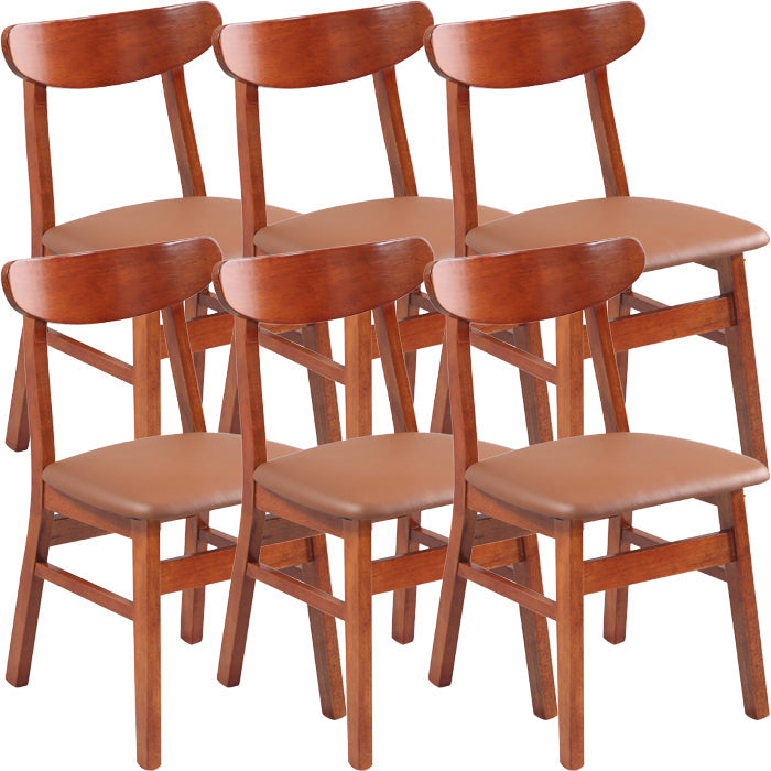 Contemporary Dining Room Rubberwood Slat Back Armless Dining Chair Burgundy 6 Piece Set Clearhalo 'Dining Chairs' 'Dining Tables & Seating' 'dining_chair' 'furn' 'furn_dining_chair' 'Furniture' 'Kitchen & Dining Furniture' 7686011