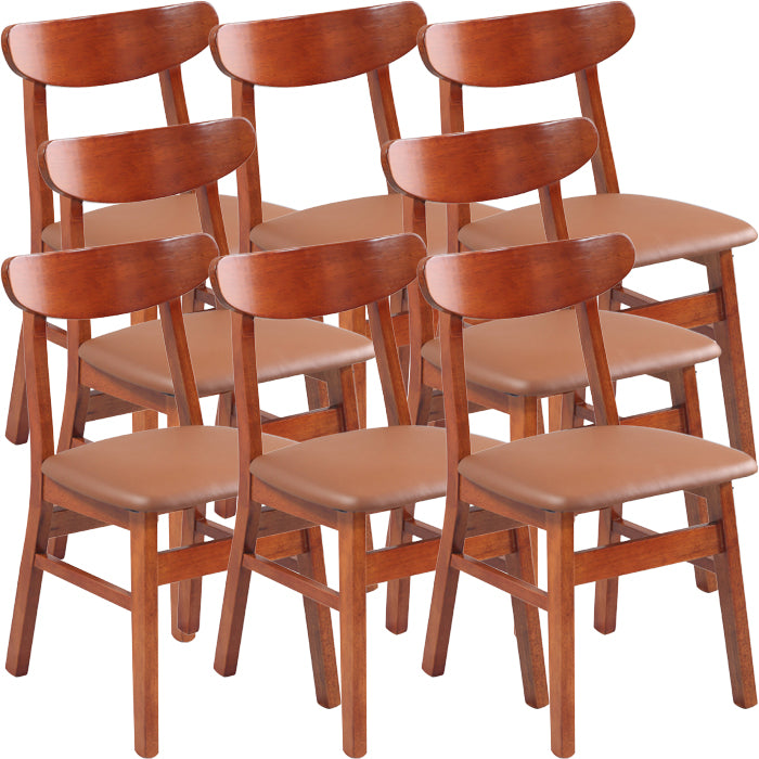 Contemporary Dining Room Rubberwood Slat Back Armless Dining Chair Burgundy 8 Piece Set Clearhalo 'Dining Chairs' 'Dining Tables & Seating' 'dining_chair' 'furn' 'furn_dining_chair' 'Furniture' 'Kitchen & Dining Furniture' 7686012