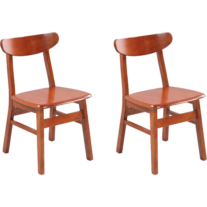 Contemporary Dining Room Rubberwood Slat Back Armless Dining Chair Brick Red 2 Piece Set Clearhalo 'Dining Chairs' 'Dining Tables & Seating' 'dining_chair' 'furn' 'furn_dining_chair' 'Furniture' 'Kitchen & Dining Furniture' 7686013