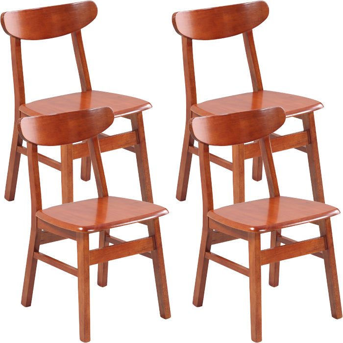 Contemporary Dining Room Rubberwood Slat Back Armless Dining Chair Brick Red 4 Piece Set Clearhalo 'Dining Chairs' 'Dining Tables & Seating' 'dining_chair' 'furn' 'furn_dining_chair' 'Furniture' 'Kitchen & Dining Furniture' 7686014