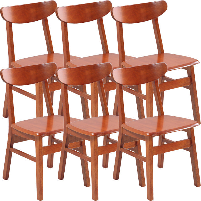 Contemporary Dining Room Rubberwood Slat Back Armless Dining Chair Brick Red 6 Piece Set Clearhalo 'Dining Chairs' 'Dining Tables & Seating' 'dining_chair' 'furn' 'furn_dining_chair' 'Furniture' 'Kitchen & Dining Furniture' 7686015