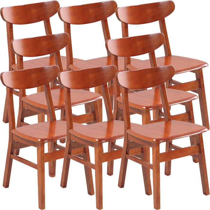 Contemporary Dining Room Rubberwood Slat Back Armless Dining Chair Brick Red 8 Piece Set Clearhalo 'Dining Chairs' 'Dining Tables & Seating' 'dining_chair' 'furn' 'furn_dining_chair' 'Furniture' 'Kitchen & Dining Furniture' 7686016