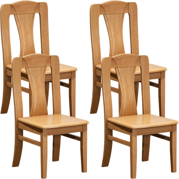 Contemporary Dining Room Rubberwood Slat Back Armless Dining Chair Natural 4 Piece Set Clearhalo 'Dining Chairs' 'Dining Tables & Seating' 'dining_chair' 'furn' 'furn_dining_chair' 'Furniture' 'Kitchen & Dining Furniture' 7686026