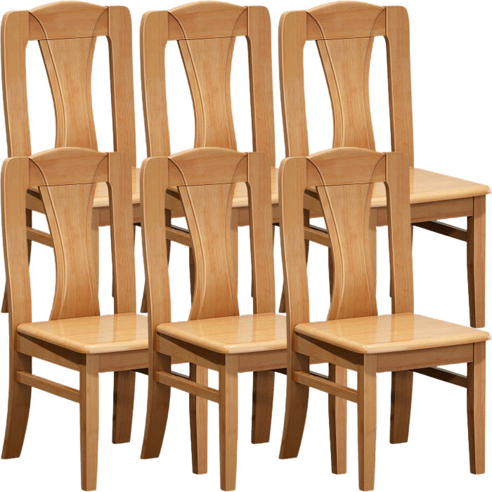 Contemporary Dining Room Rubberwood Slat Back Armless Dining Chair Natural 6 Piece Set Clearhalo 'Dining Chairs' 'Dining Tables & Seating' 'dining_chair' 'furn' 'furn_dining_chair' 'Furniture' 'Kitchen & Dining Furniture' 7686027